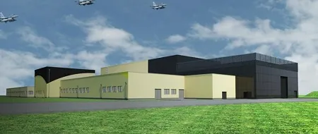 Budynek centrum symulatorów na lotnisku w Dęblinie